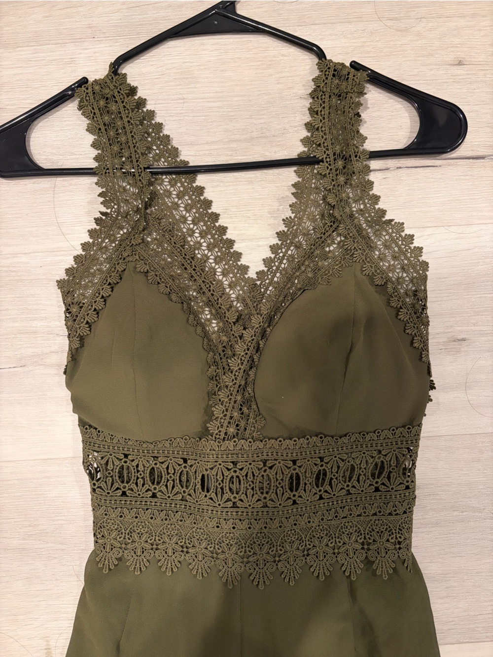 Fashion Nova Olive Crochet-Trim Wide Leg Jumpsuit - Picture 4 of 4